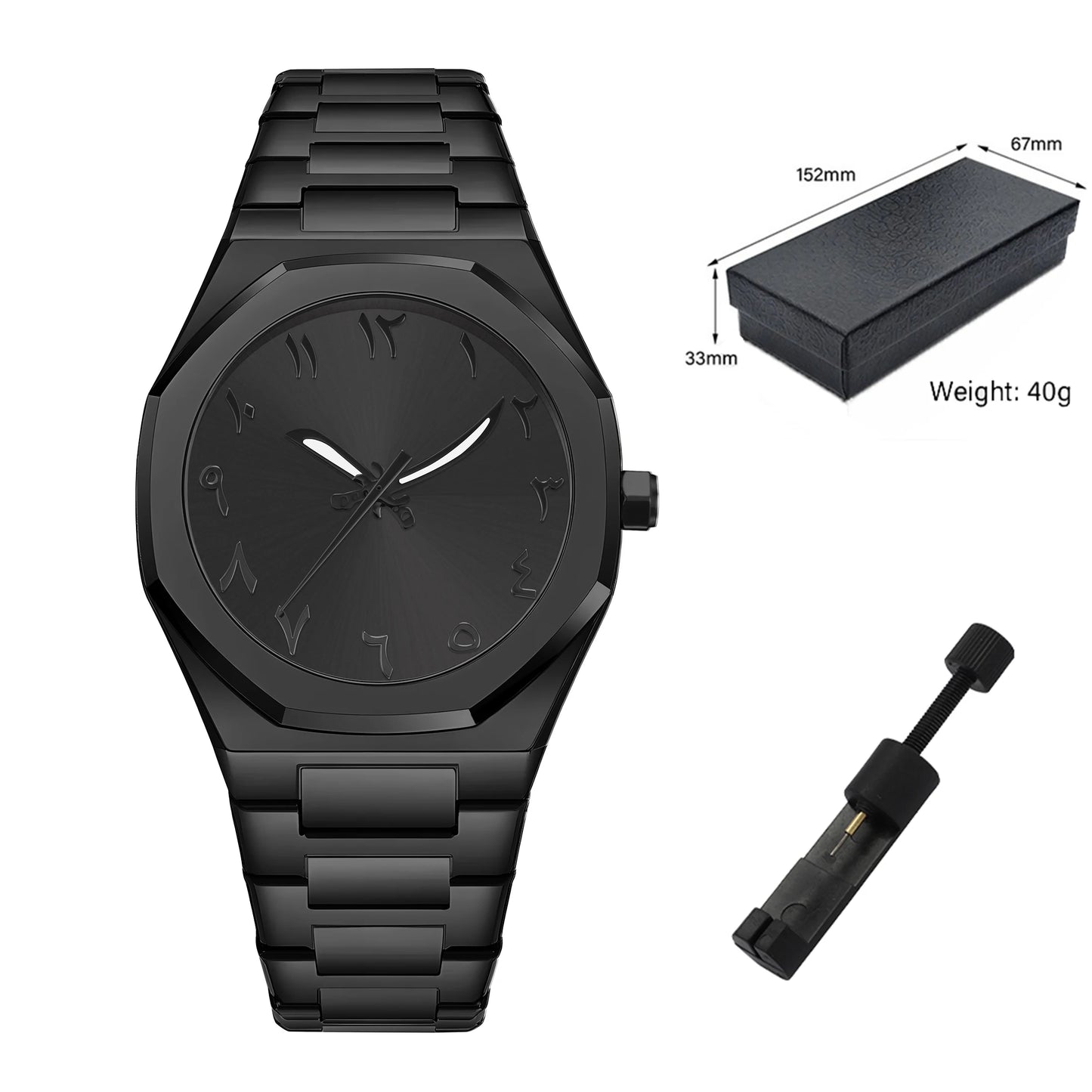 Modern Minimalist Personality Creative Allblack Men Watch Arabic Numeral Knife Pointer Leisure Alloy Watch Unique Design Watch