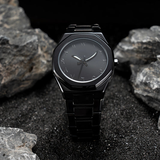 Modern Minimalist Personality Creative Allblack Men Watch Arabic Numeral Knife Pointer Leisure Alloy Watch Unique Design Watch