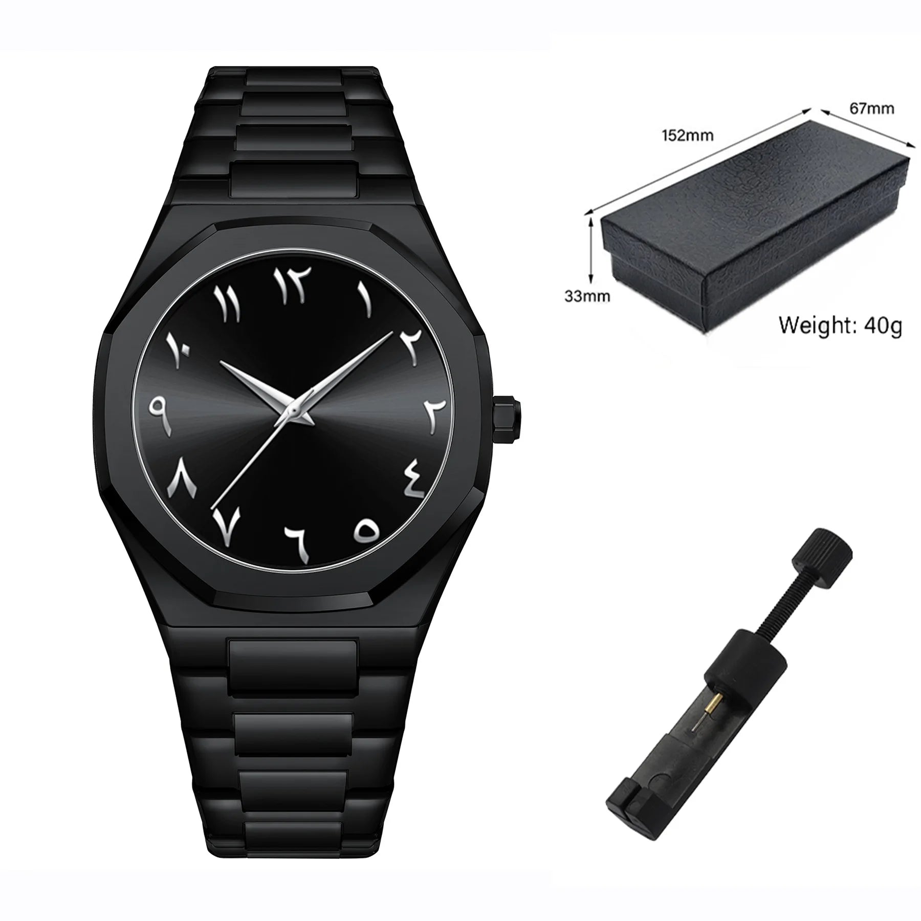 Fashion Business Men Watch Top Brand Luxury Steel Belt Black Simple Arabic Digital Dial Quartz Wristwatches Relogios Masculino