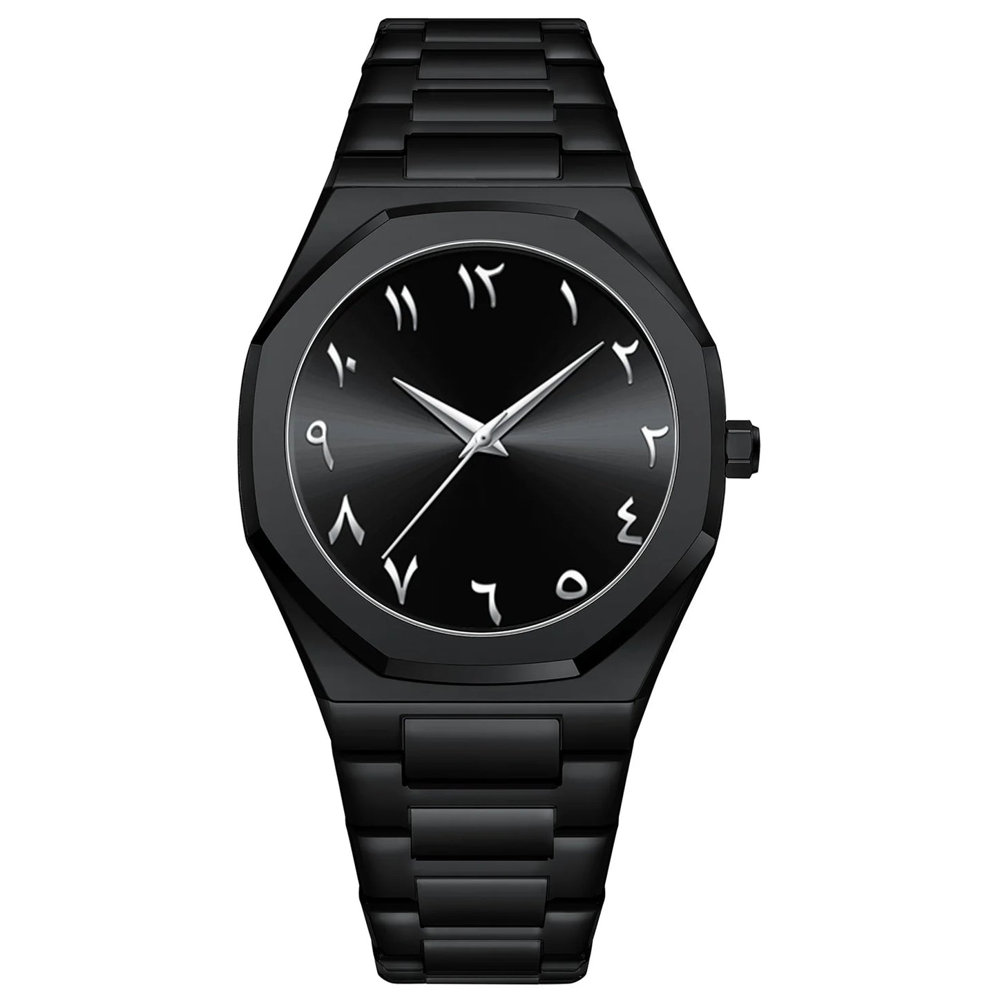 Fashion Business Men Watch Top Brand Luxury Steel Belt Black Simple Arabic Digital Dial Quartz Wristwatches Relogios Masculino