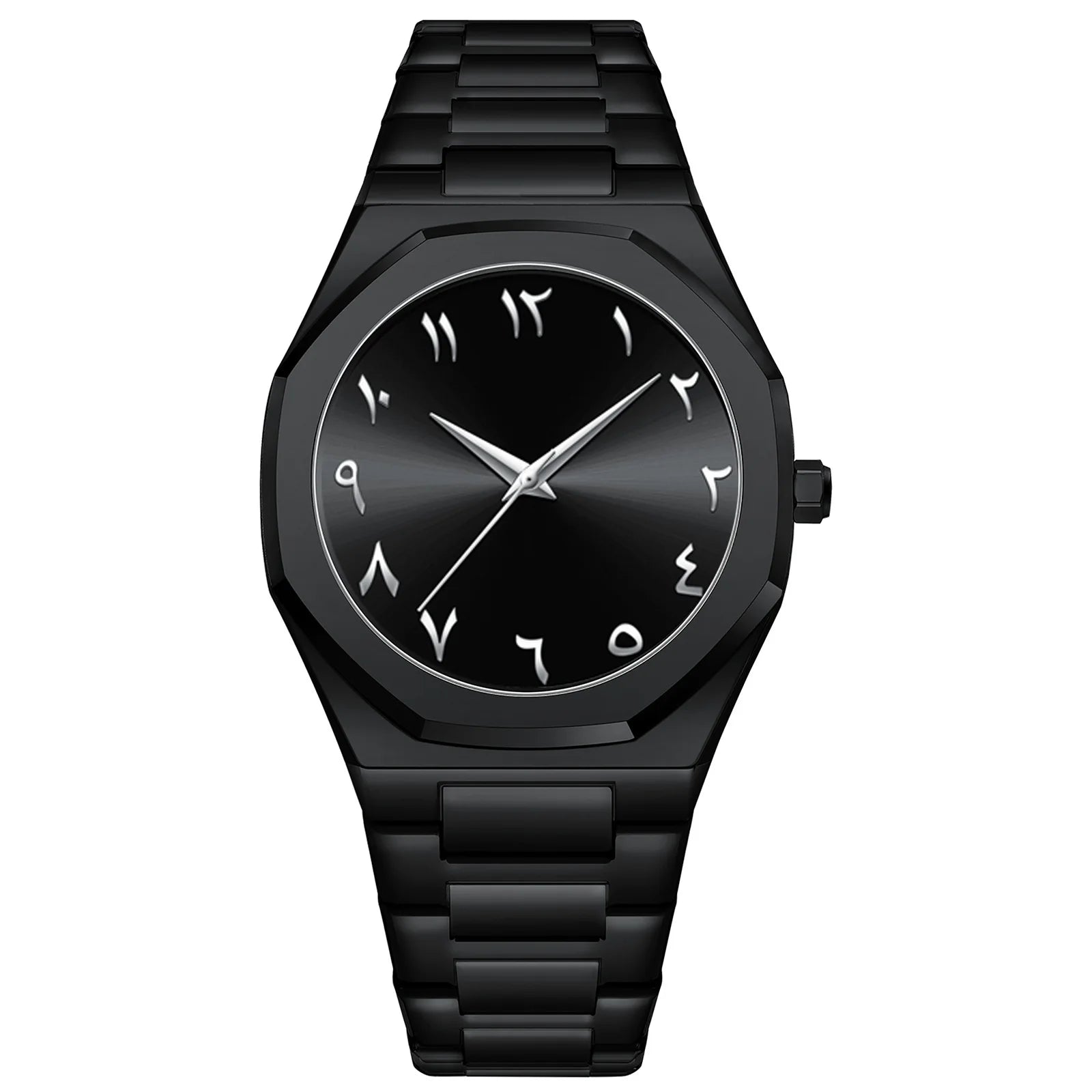 Fashion Business Men Watch Top Brand Luxury Steel Belt Black Simple Arabic Digital Dial Quartz Wristwatches Relogios Masculino