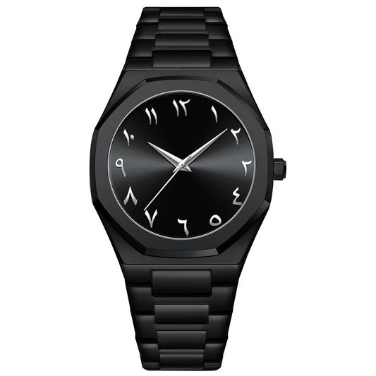 Fashion Business Men Watch Top Brand Luxury Steel Belt Black Simple Arabic Digital Dial Quartz Wristwatches Relogios Masculino