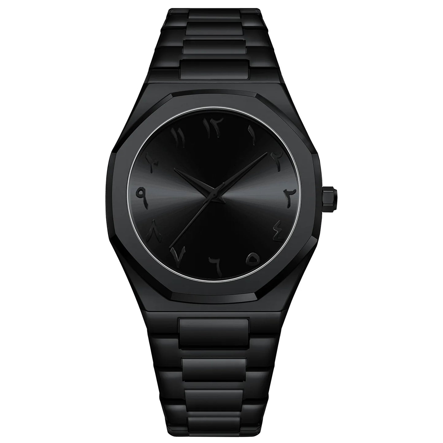 Fashion Business Men Watch Top Brand Luxury Steel Belt Black Simple Arabic Digital Dial Quartz Wristwatches Relogios Masculino