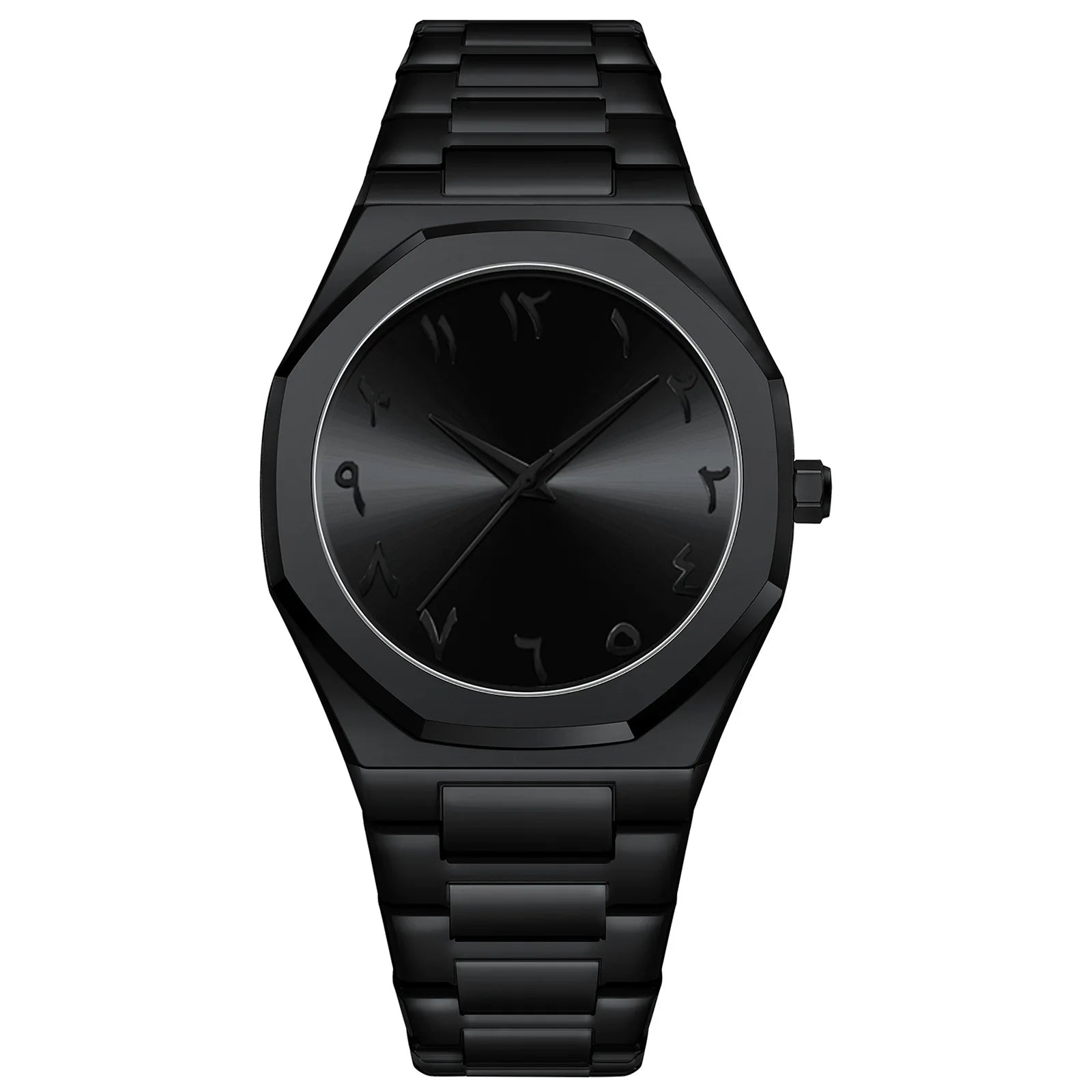 Fashion Business Men Watch Top Brand Luxury Steel Belt Black Simple Arabic Digital Dial Quartz Wristwatches Relogios Masculino