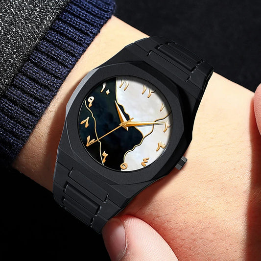UTHAI New Trend Creative Design Arabic Numeral Quartz Watch Polycarbonate Granules Waterproof Men'S Watch