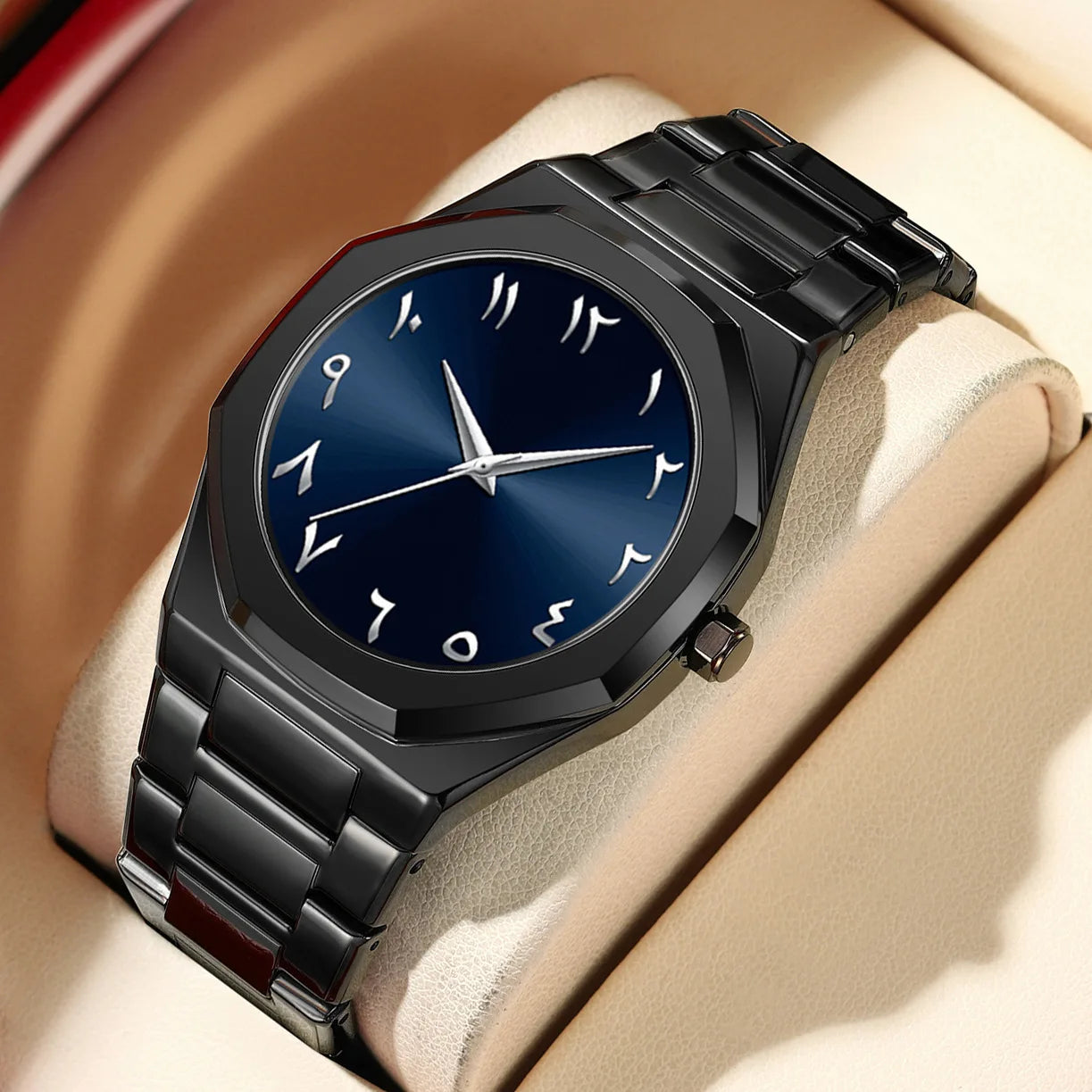 Fashion Business Men Watch Top Brand Luxury Steel Belt Black Simple Arabic Digital Dial Quartz Wristwatches Relogios Masculino