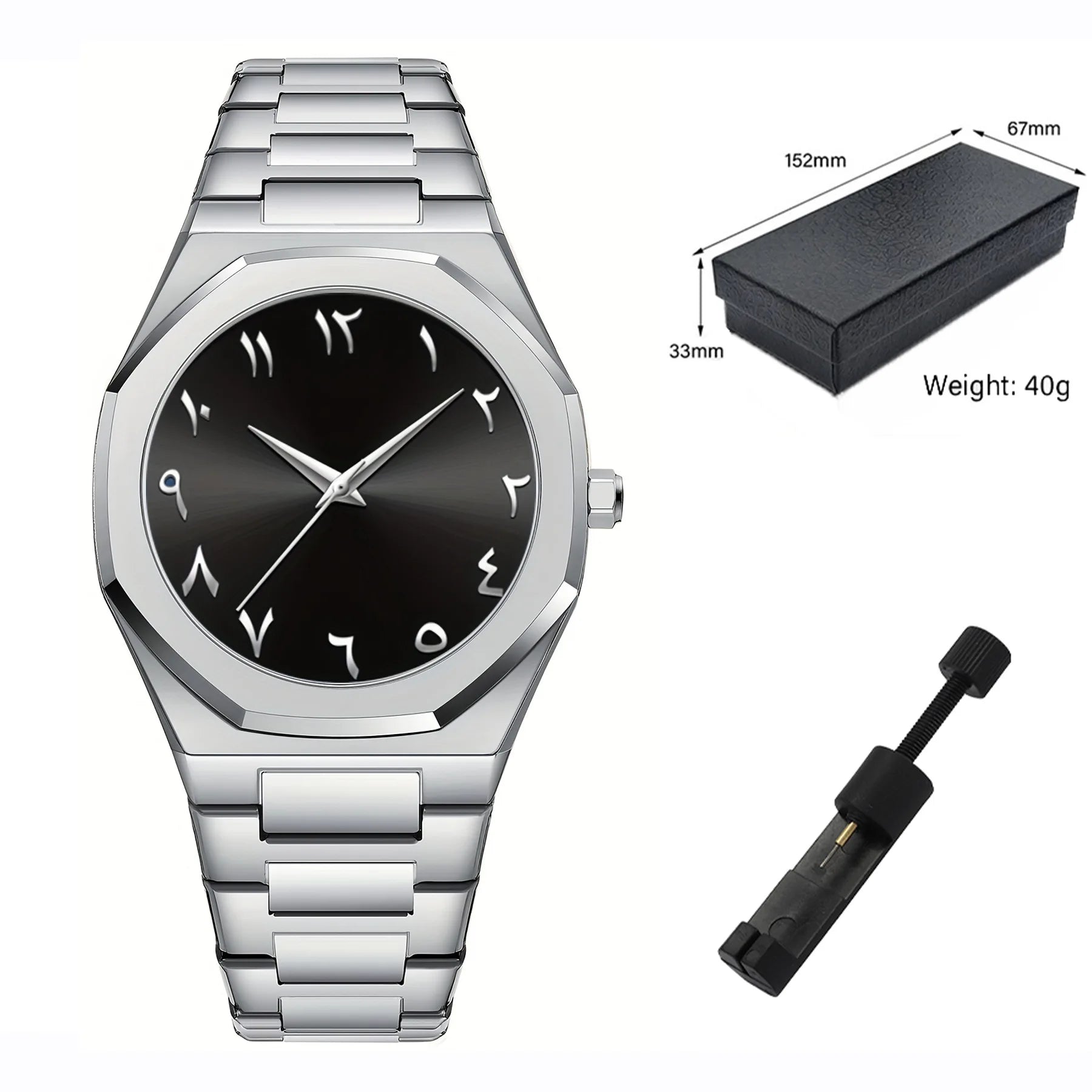Fashion Business Men Watch Top Brand Luxury Steel Belt Black Simple Arabic Digital Dial Quartz Wristwatches Relogios Masculino