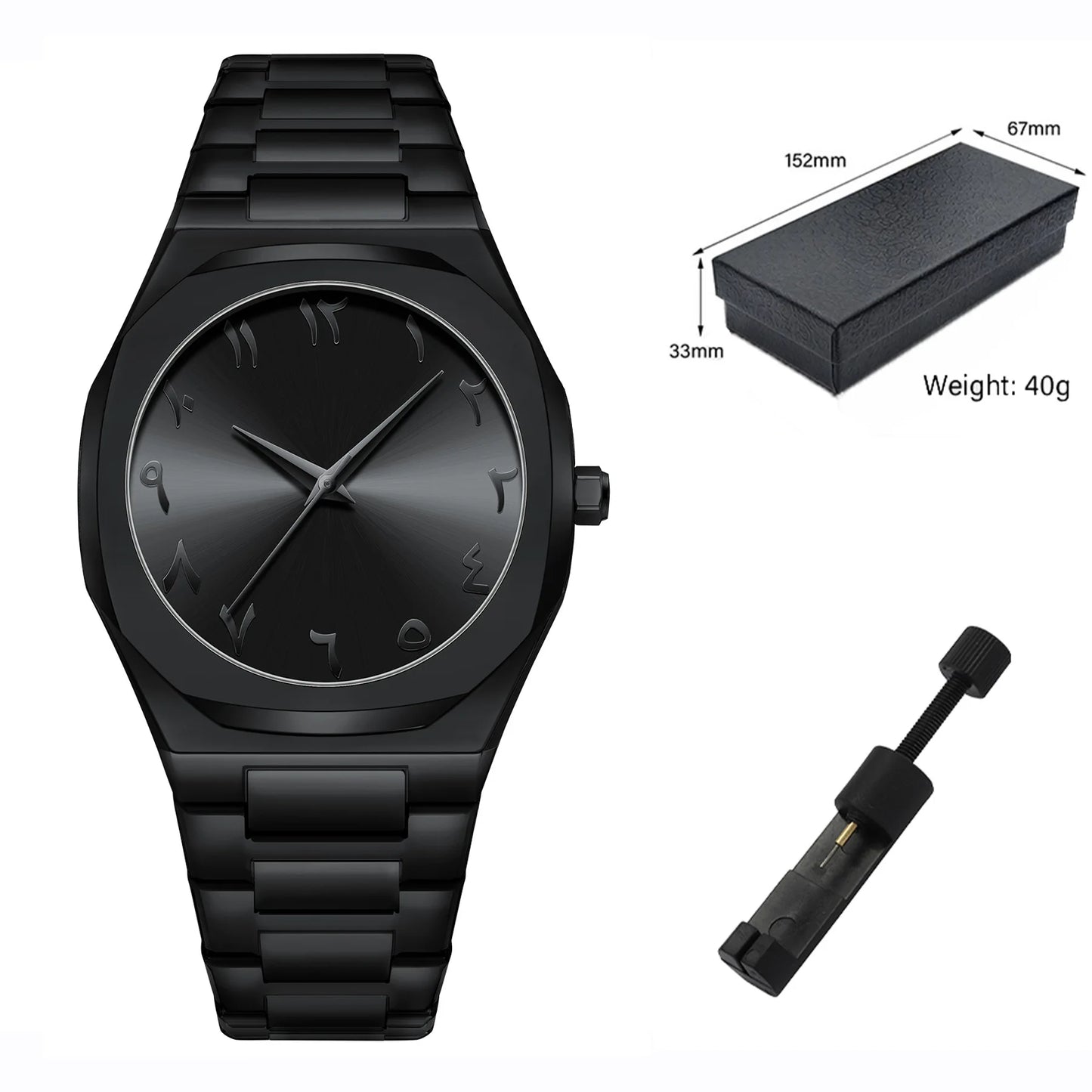 Fashion Business Men Watch Top Brand Luxury Steel Belt Black Simple Arabic Digital Dial Quartz Wristwatches Relogios Masculino