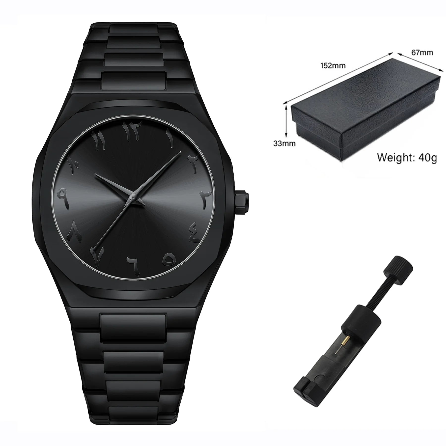 Fashion Business Men Watch Top Brand Luxury Steel Belt Black Simple Arabic Digital Dial Quartz Wristwatches Relogios Masculino